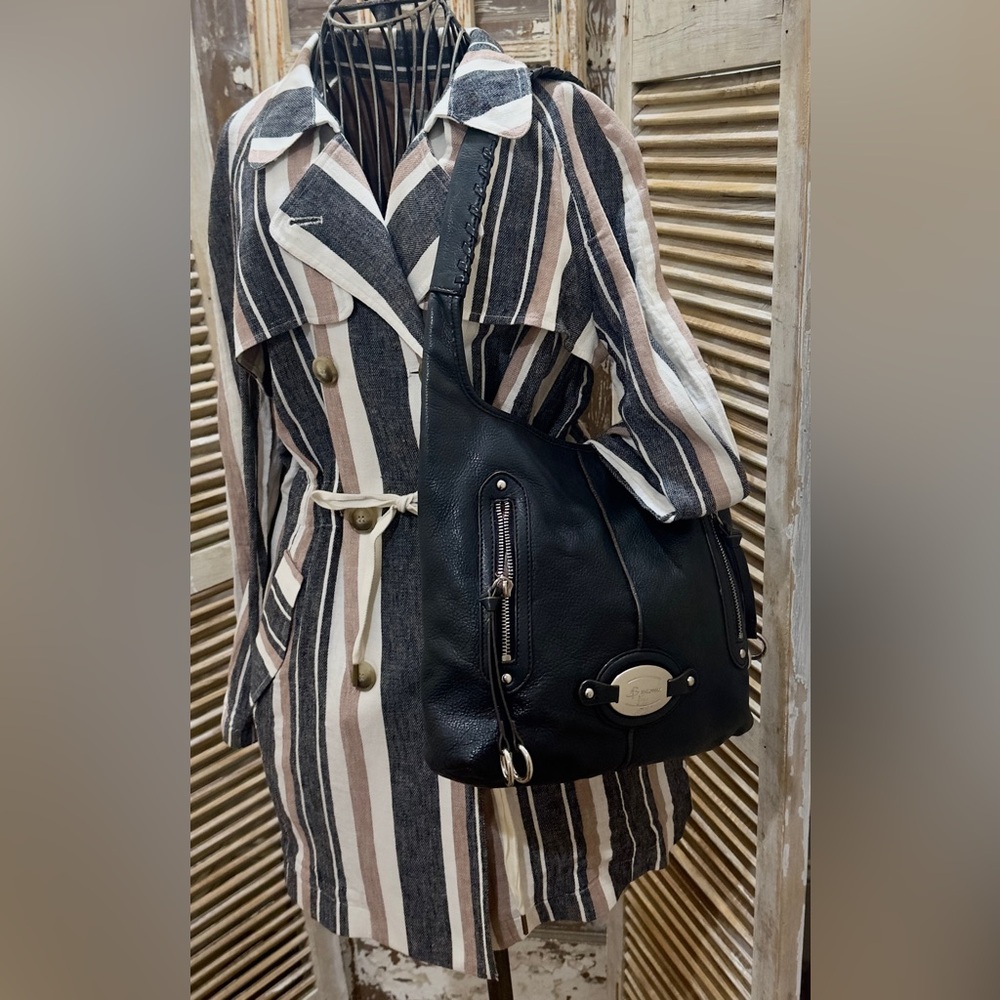 EUC💠B. Makowsky Vintage Hobo Crossbody in Black Pebble Grain Leather